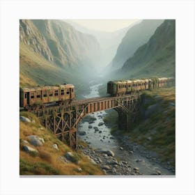 Train Crossing The Valley Canvas Print