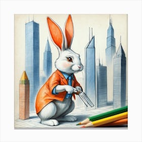 Rabbit In The City Canvas Print