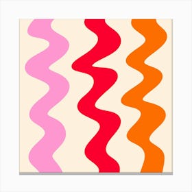 Squiggly Lines pink, red and orange Canvas Print