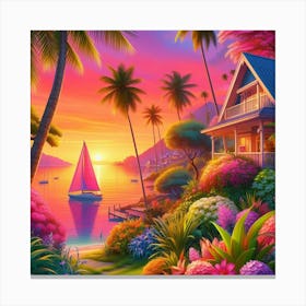 Sunset At The Beach 4 Canvas Print