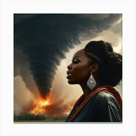 Woman In Front Of A Tornado Canvas Print