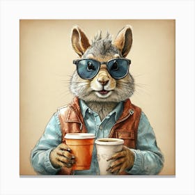 Squirrel With Coffee 2 Canvas Print