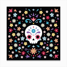 Cute Day Of The Dead Square Canvas Print