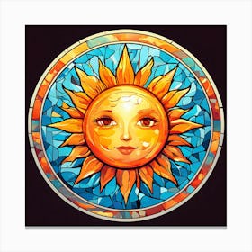 Mosaic Sun A Sun Created From A Mosaic Of Small Tiles 28 Canvas Print