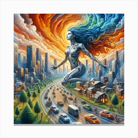 Woman In The Sky Canvas Print