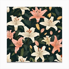 Flowers of Lilies, Vector art 1 Canvas Print