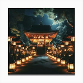 Lit Up Pagoda At Night Canvas Print