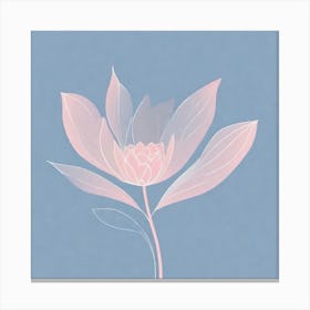 A White And Pink Flower In Minimalist Style Square Composition 129 Canvas Print