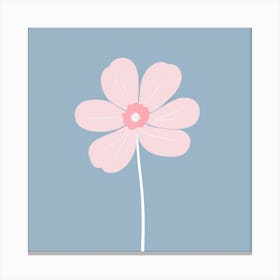 A White And Pink Flower In Minimalist Style Square Composition 122 Canvas Print