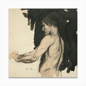 Study, Half Length Figure Of A Naked Man By Magnus Enckell Canvas Print