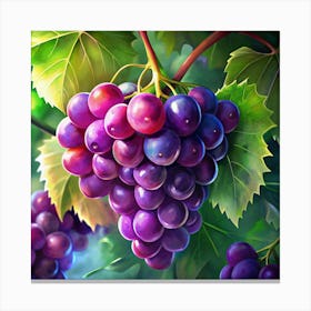 Close Up Of A Bunch Of Red Grapes Canvas Print