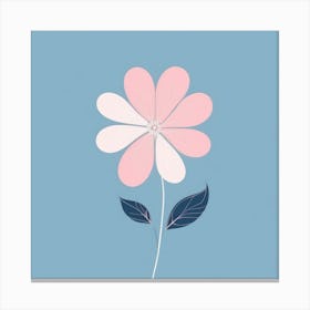 A White And Pink Flower In Minimalist Style Square Composition 105 Canvas Print