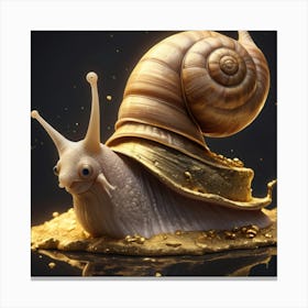 Snail On Gold Canvas Print