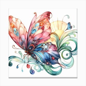 Art Deco Watercolour Butterfly Canvas Print