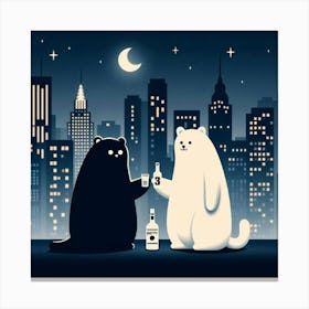 Polar Bears At Night Canvas Print