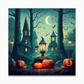 Halloween Night In The Forest Canvas Print