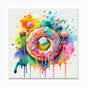 Donuts are an American-origin dessert Watercolor 8 Canvas Print