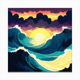 Sunset Over The Ocean 1 Canvas Print