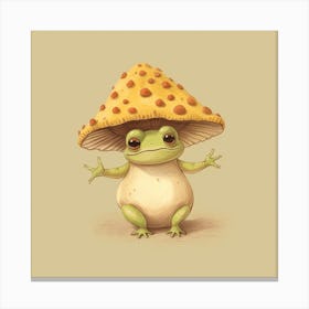 Silly Frog Wearing A Mushroom Square 2 Canvas Print