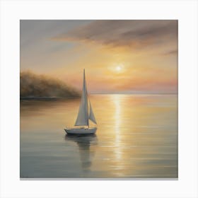 Sailboat At Sunset Canvas Print