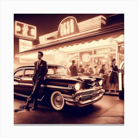 Night At The Drive-In Canvas Print