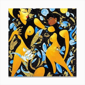 Two Women In Black And Gold Canvas Print
