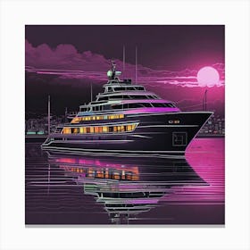 Yacht At Night 1 Canvas Print