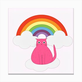 Pink Cat With Rainbow Cat Rainbow Cute Canvas Print