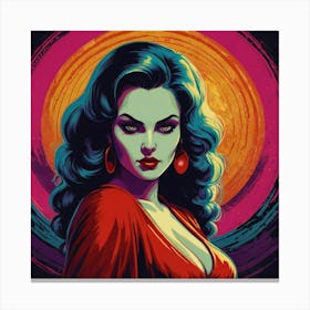 Retro Pop Vampire Woman Of The Night Canvas Print
