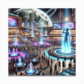 A Futuristic Science Fiction Depiction Of Holograp Canvas Print