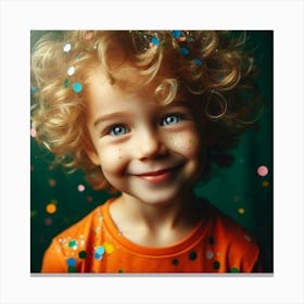 Portrait Of A Child With Confetti 1 Canvas Print