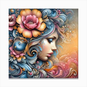 Psychedelic Flower Painting Canvas Print