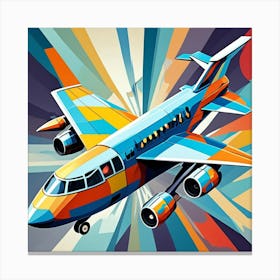 Futuristic Airliner With Missiles Cubism Style Canvas Print