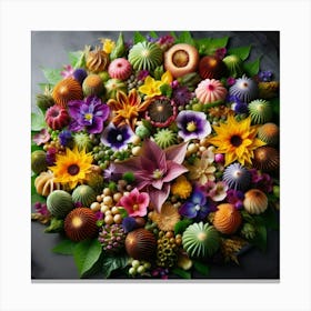 Flowers In A Circle Canvas Print