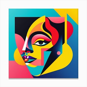 Retro Cubism Face 3 Canvas Print