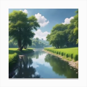 River And Trees Canvas Print