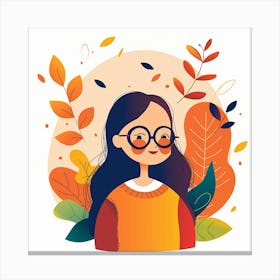 Autumn Girl With Glasses Canvas Print