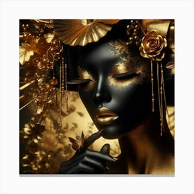 Asian Woman In Gold 2 Canvas Print