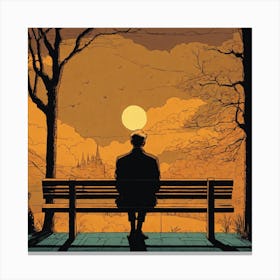 Man Sitting On A Bench Canvas Print