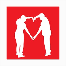 Couple Holding Hands In A Heart Shape Canvas Print
