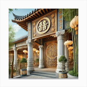 A Picturesque Exterior Of A Taoist Temple Fused Wi Canvas Print