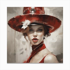 Woman In A Red Hat Canvas Print