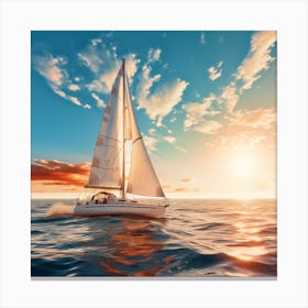 Sailboat Sailing At Sunset Canvas Print