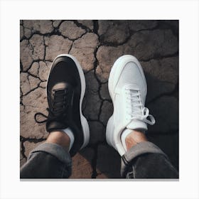 Black And White Sneakers Canvas Print
