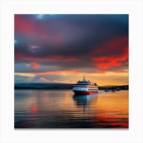 Sunset On A Ferry 13 Canvas Print