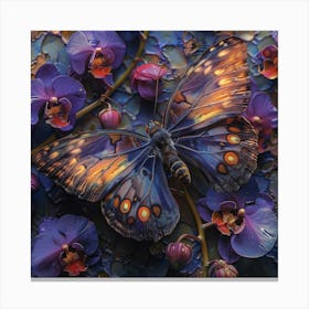 Butterfly On Orchids 3 Canvas Print