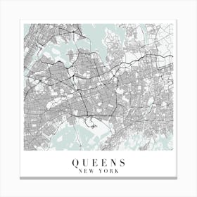 Queens New York Street Map Minimal Color Square Canvas Print