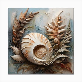 Ancient sea shell and fern Canvas Print