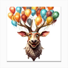 Deer With Balloons 4 Canvas Print