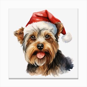 Yorkshire Terrier Christmas Hat Canvas Print